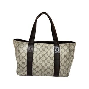 Gucci GG Brown Tan Handbag Leather Plus Beige